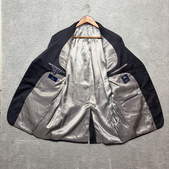 Hart Schaffner Marx Worsted Wool 2Pc Suit 43L Men Gray Blazer Pants Business USA - Picture 5 of 10